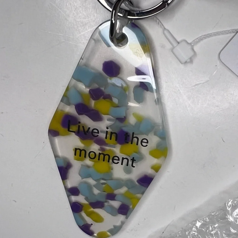 Lululemon Clear Purple Blue Yellow Diamond-Shaped Hotel Keychain New